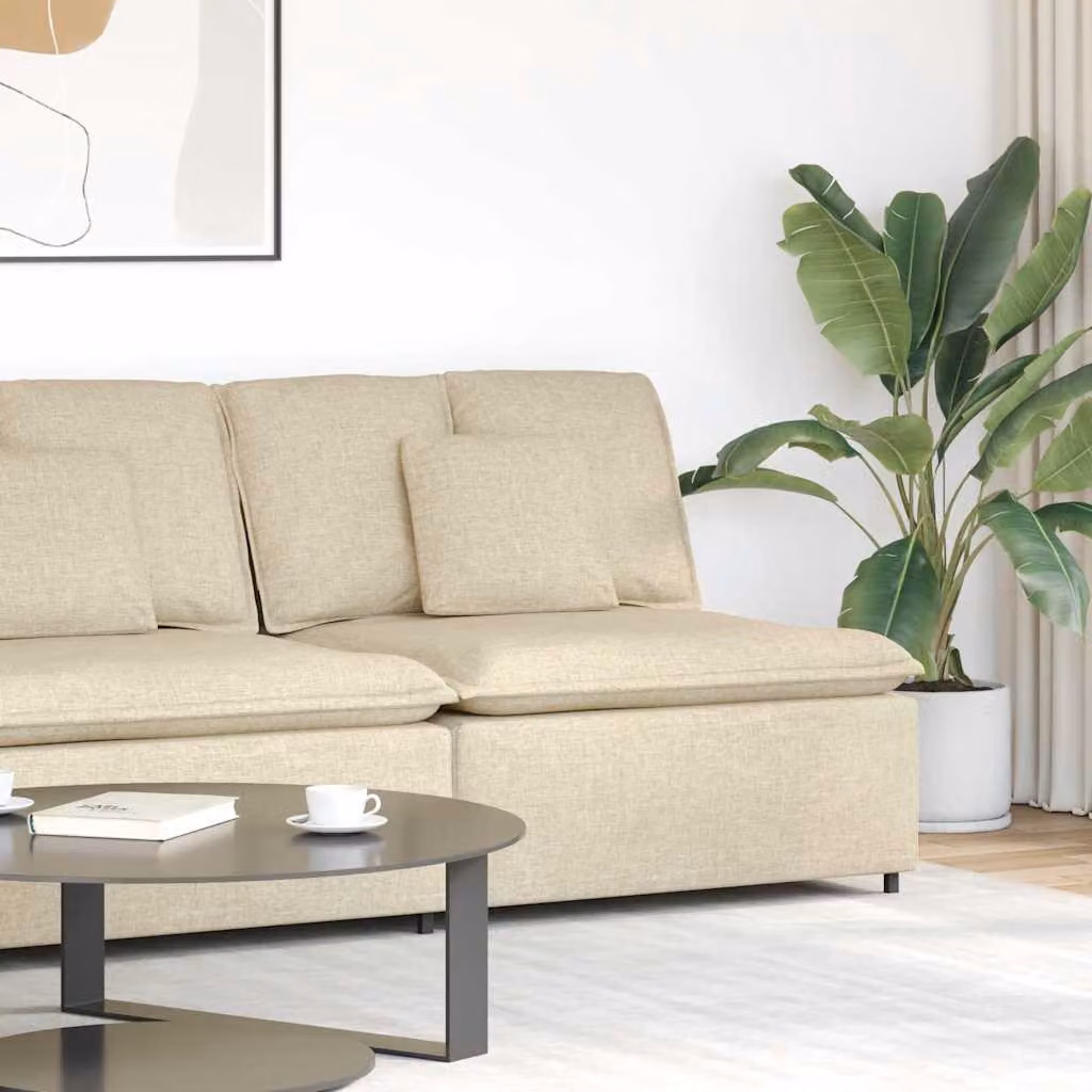 vidaXL Modulo Centrale di Divano Modulare con Cuscini Beige L: 100 cm