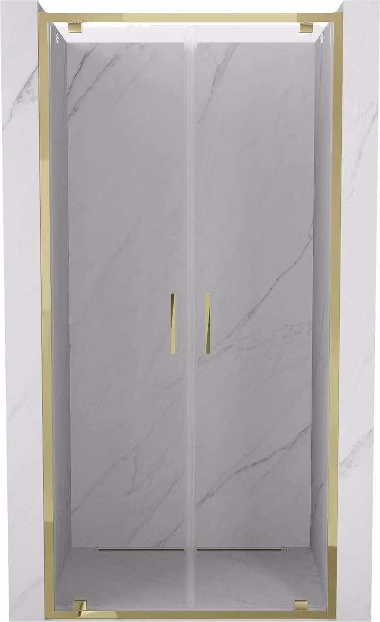 Mexen Exo porte doccia doppie a battente 80 cm, trasparenti, dorate - 8182-080-000-50-00