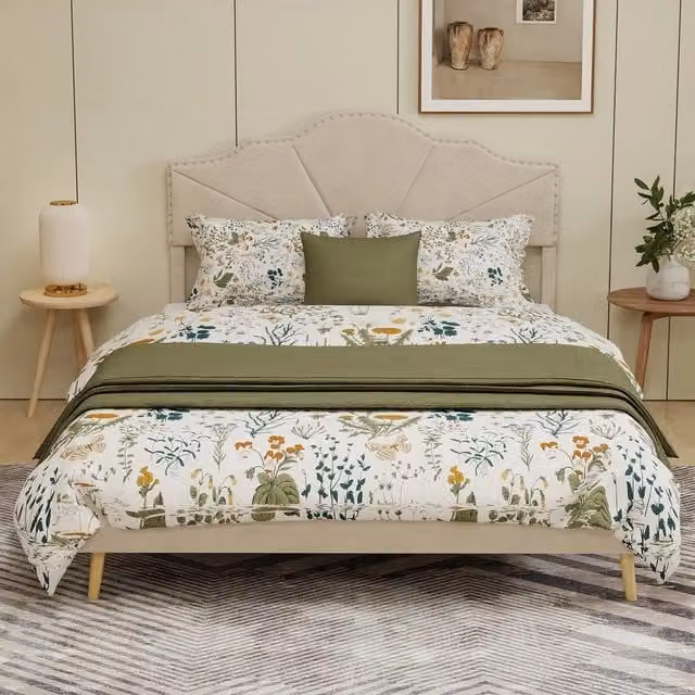 Letto imbottito con testiera ¨C Minimal ¨C beige 160x200cm in tessuto