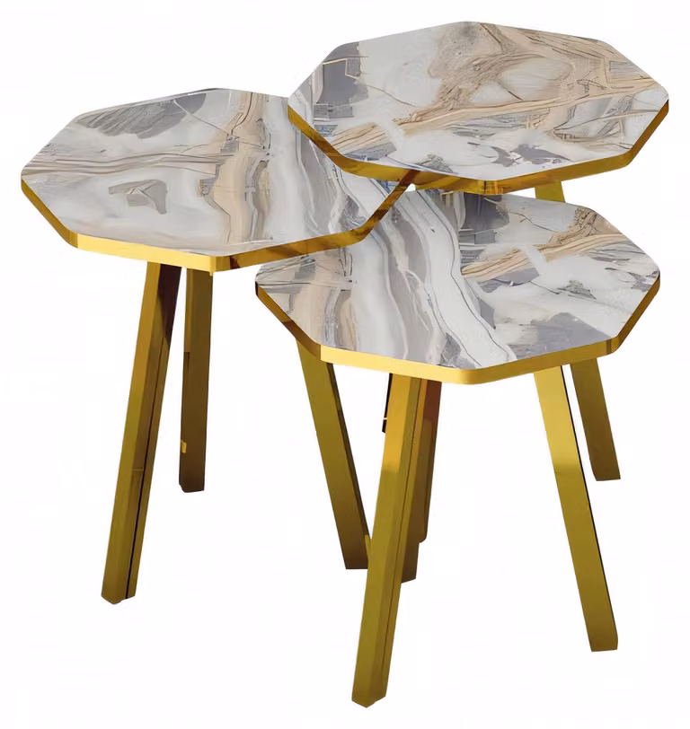 Moderner grauer Couchtisch aus Holz und Metall