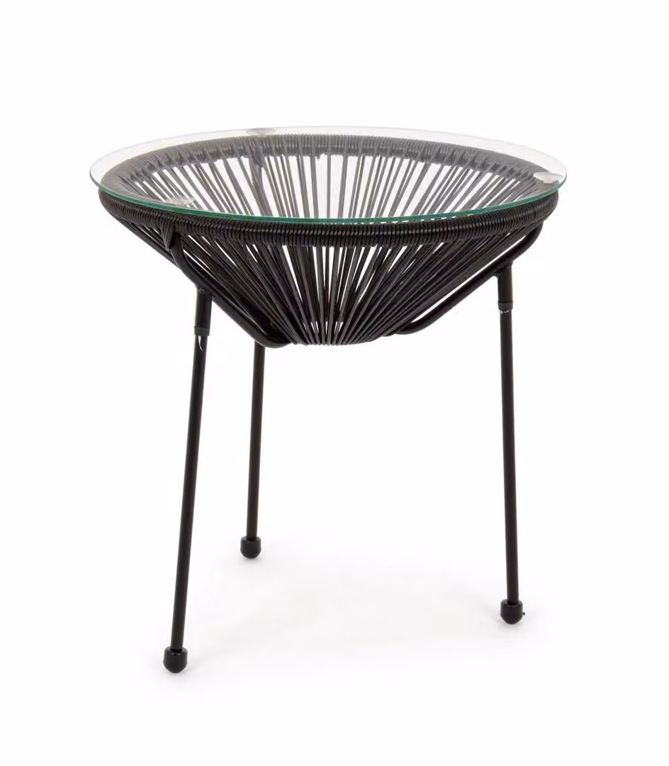 Tavolino PARKER corda nera Ø50×50 cm