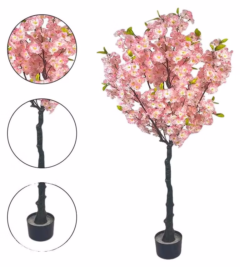 Albero di ciliegio artificiale, con rami regolabili, senza manutenzione, altezza 150 cm