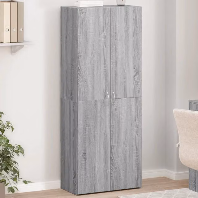 Schedario moderno vidaXL in legno grigio opaco con ante a battente, L: 60 cm, P: 32 cm, H: 153 cm