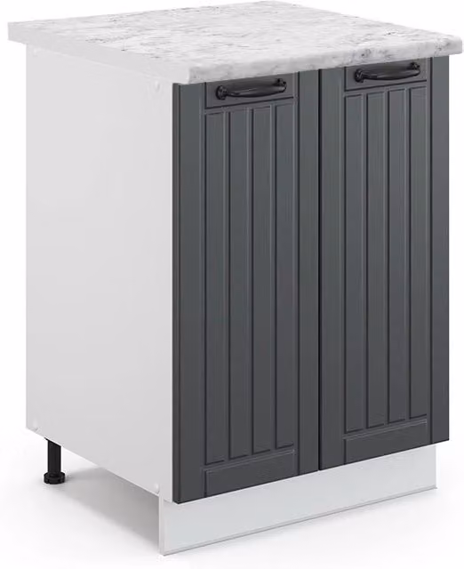 Mobiletto base cucina Fame-Line Antracite rustico/Bianco 60 cm, PL Marmo Vicco