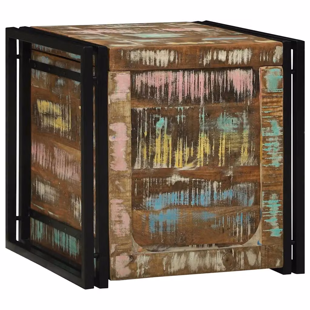 Scatola di stoccaggio vidaXL in legno e metallo stile rustico, multicolore, L/P/H: 50 x 50 x 50 cm