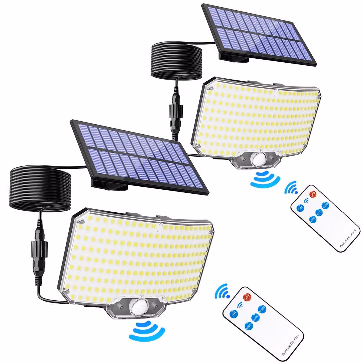 Lampada da parete solare per esterni, con telecomando, design impermeabile, confezione da 2 pezzi