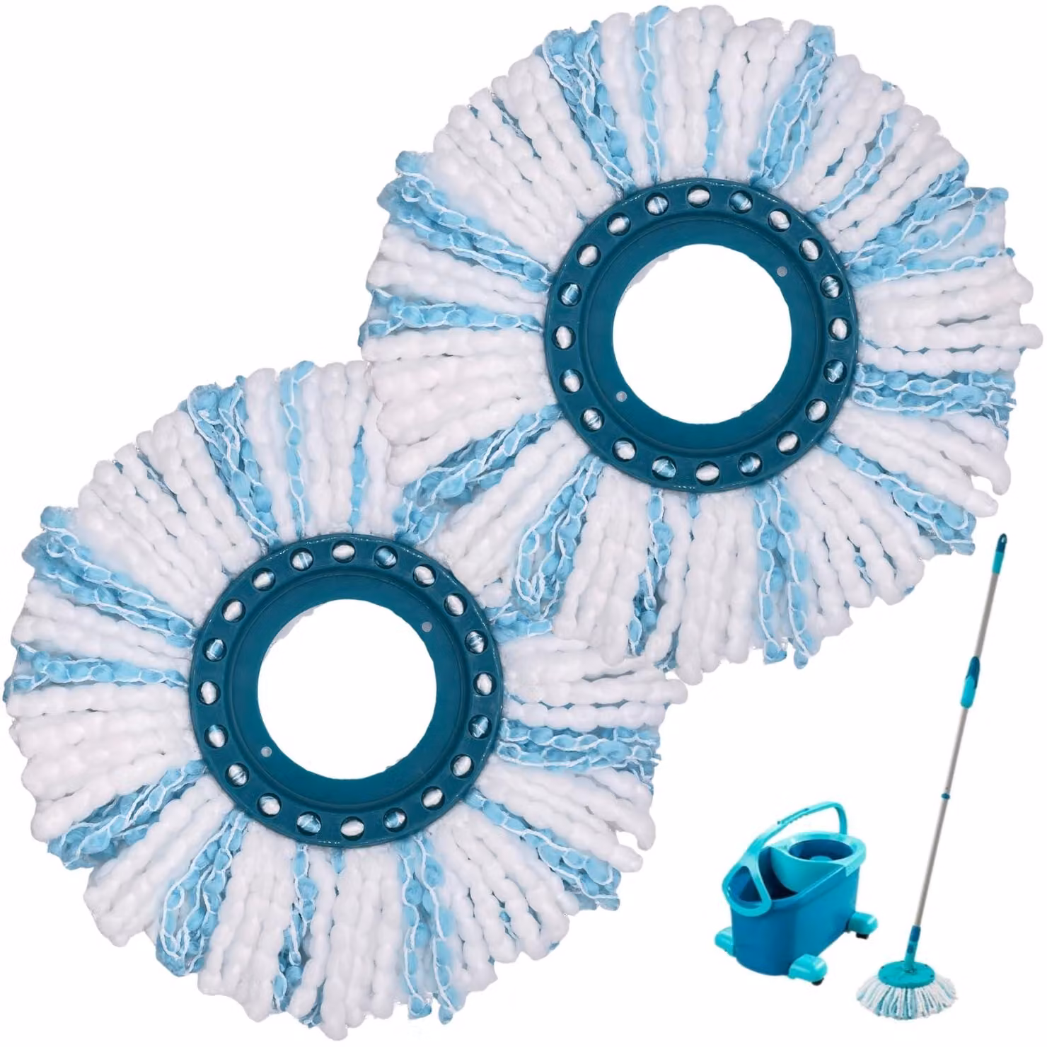 Panno in microfibra per mop Leifheit Clean Twist, confezione da 2, bianco/blu
