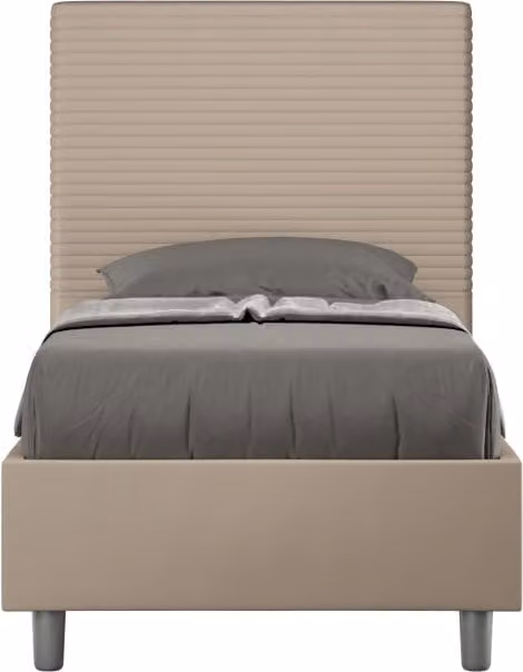 BS COM Letto singolo contenitore imbottito 80x190 similpelle tortora