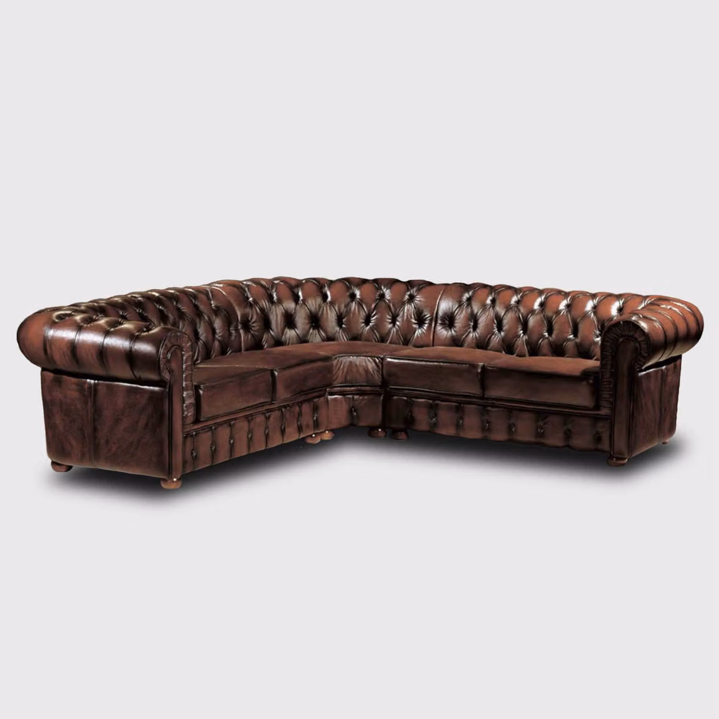 Klassische Ecksofa Ledersofa Polster Eck Sofa Couch Ecke Garnitur Braune Sofas