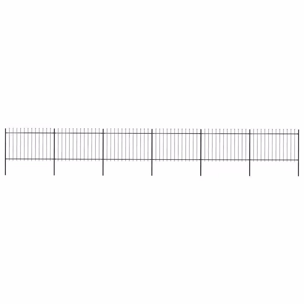 Recinzione da giardino vidaXL in acciaio con punta a lancia, colore nero, L: 1005 cm, H: 120 cm