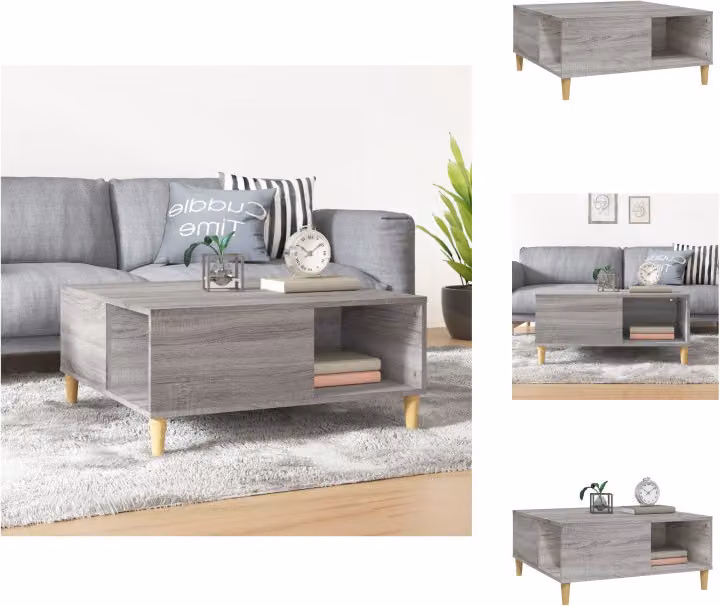 vidaXL Tavolino grigio Sonoma 80x80x36,5 cm in legno - Tavolini da caffè