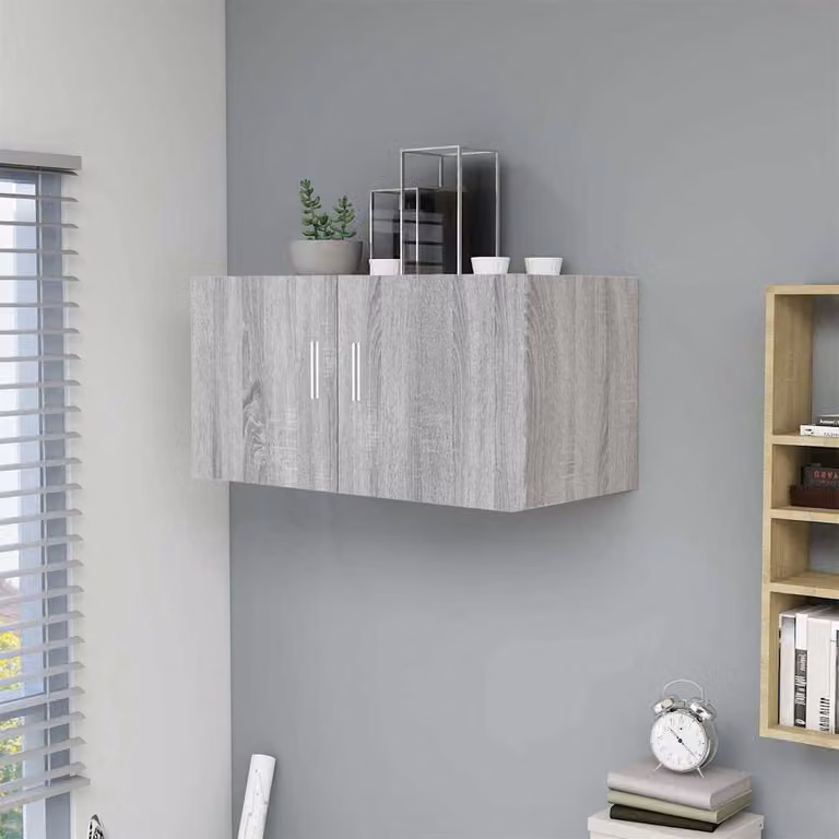 Armadietto da parete moderno vidaXL in legno MDF grigio opaco L 80 cm, P 39 cm, H 40 cm