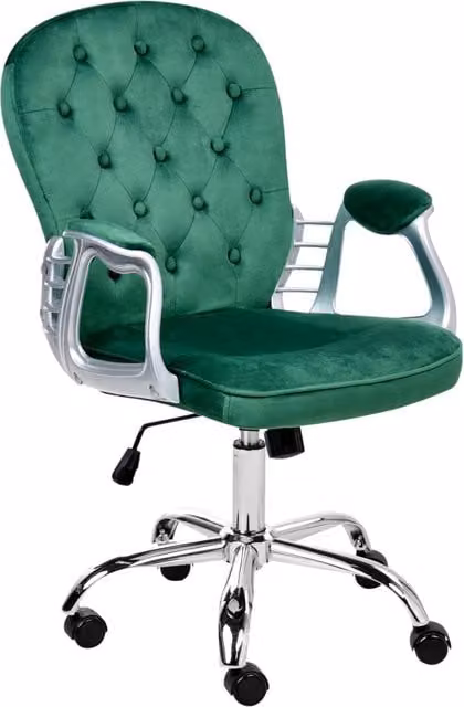 Sedia da ufficio BELIANI in velluto verde con schienale trapuntato, girevole a 360 gradi e con ruote, stile glamour moderno per home office – 1