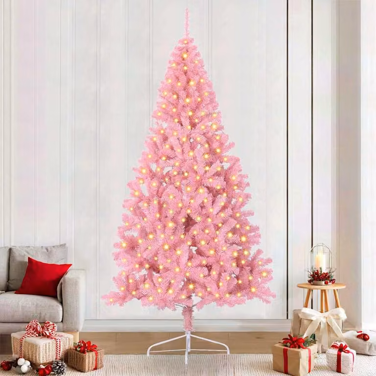 Maison Exclusive - Albero di Natale artificiale illuminato Rosa 240 cm in PVC