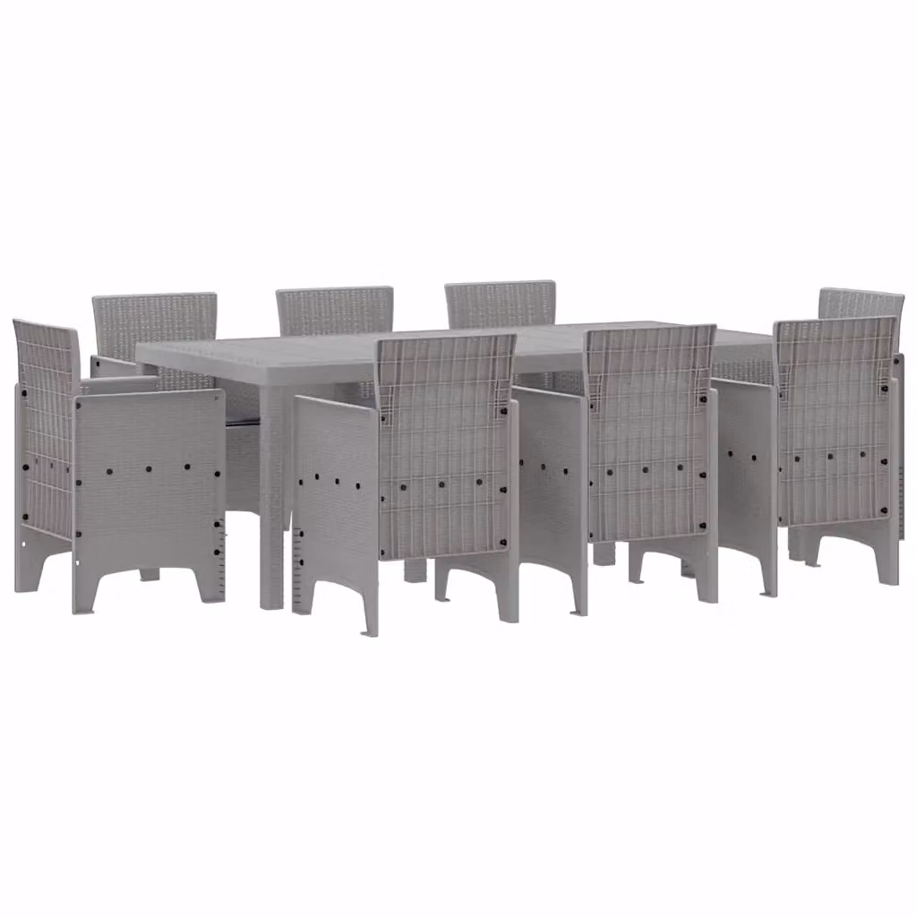 vidaXL Set da Pranzo per Giardino e Terrazzo 9 pz Grigio Matt in Polipropilene – 2