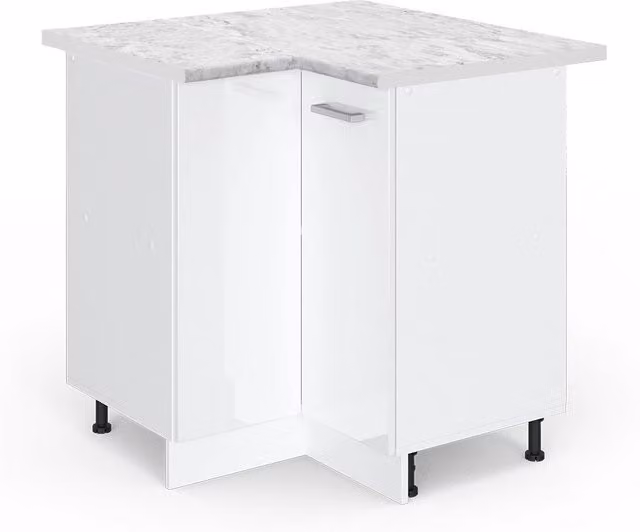 Mobile ad angolo cucina R-Line Bianco lucido/Bianco 75.6 cm, PL Marmo Vicco
