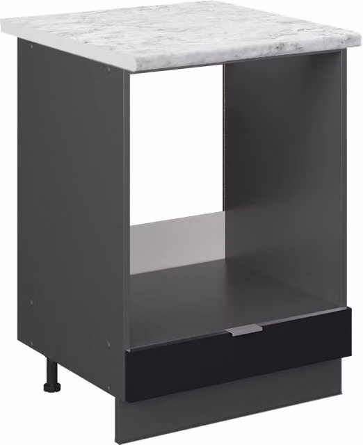 Mobile per forno da incasso Vicco Fame-Line Nero rigato/Antracite con piano in marmo, L: 60 cm