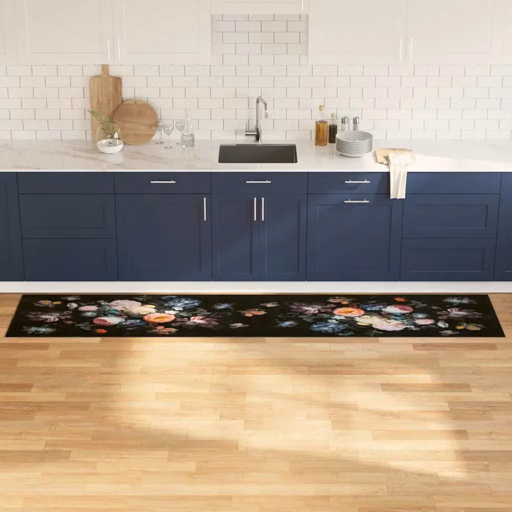 Tappeto da cucina vidaXL moderno in velluto nero, lavabile e antiscivolo, L: 300 cm, P: 60 cm