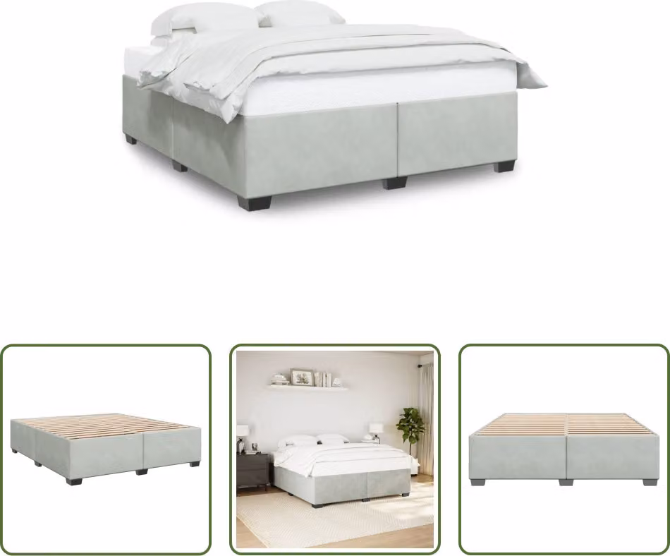 The Living Store Struttura letto grigio chiaro 200x200 cm in velluto