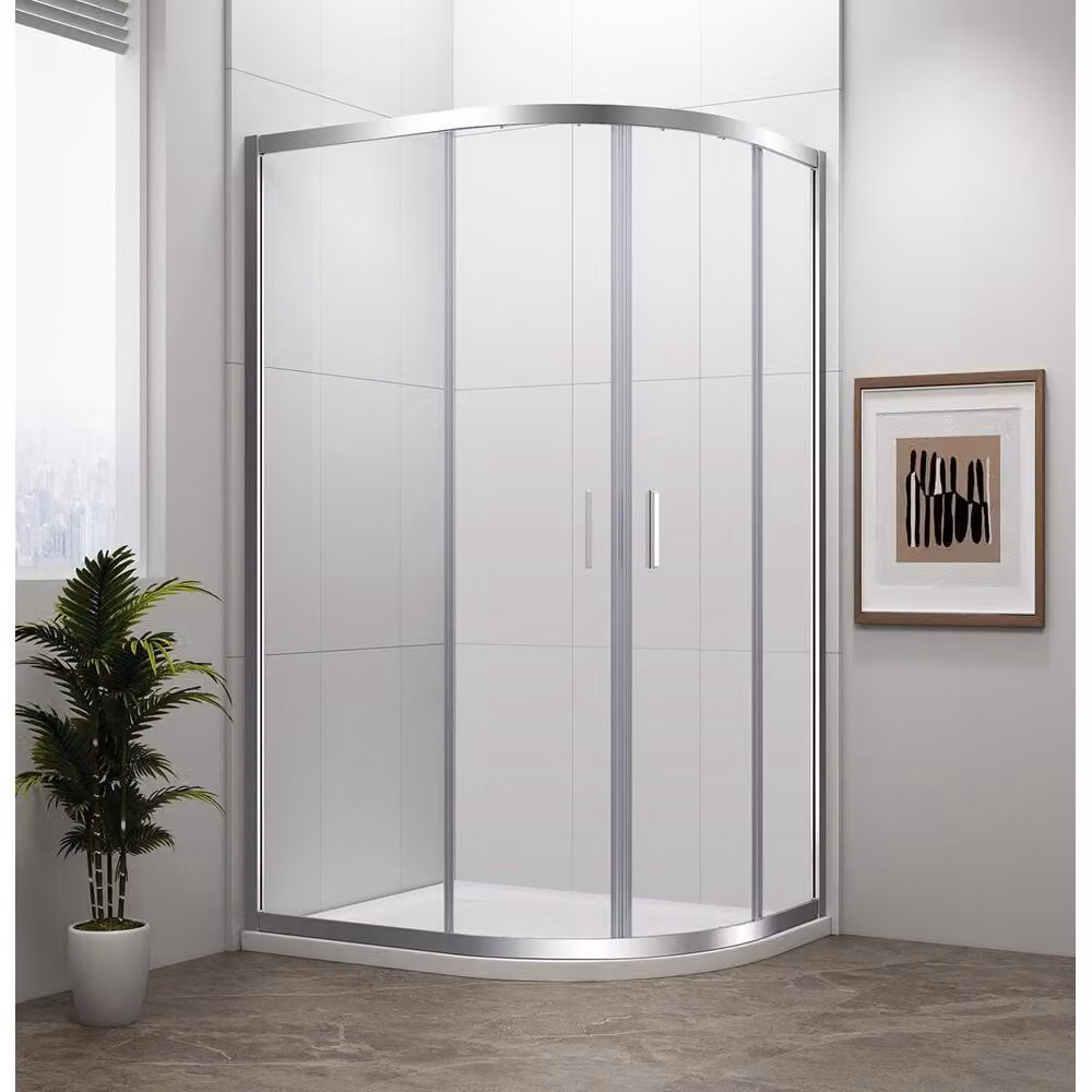 Polysan Easy Line - Schermo doccia a quarto di giro 1200x900 mm, alluminio lucido/vetro trasparente EL2715