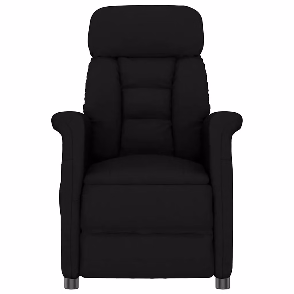 Poltrona relax reclinabile vidaXL in microfibra nera con struttura in metallo e braccioli – 2