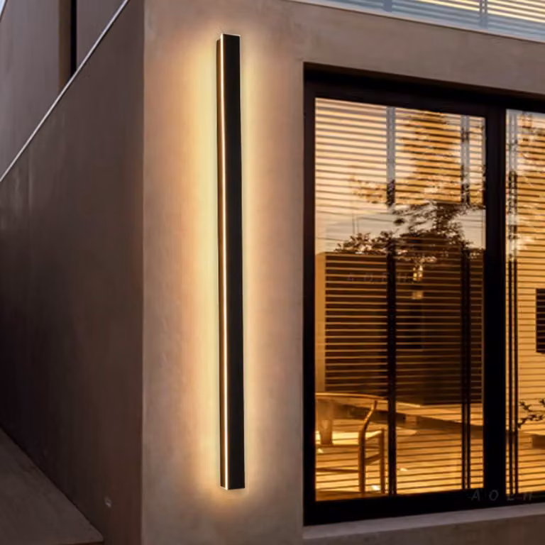 Lampada a LED da parete, 125 cm, 45 W, luce bianco caldo, grado di protezione IP65, alluminio, colore nero