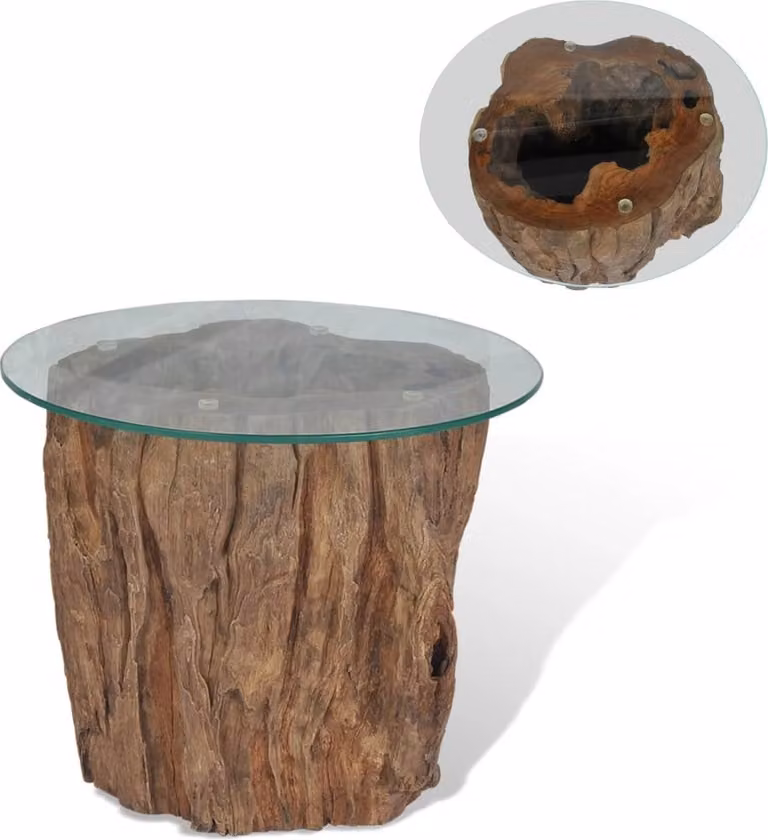 vidaXL Tavolino in vetro teak 50 x 40 cm - Tavolino - Tavolini - Tavolini - Tavoli da caffè