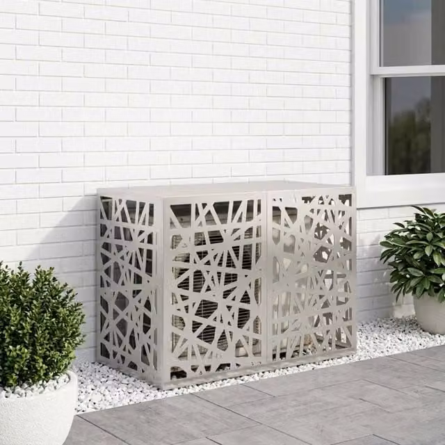 Copertura per condizionatore d'aria vidaXL in acciaio inossidabile, Argento, L 100 x P 50 x H 70 cm