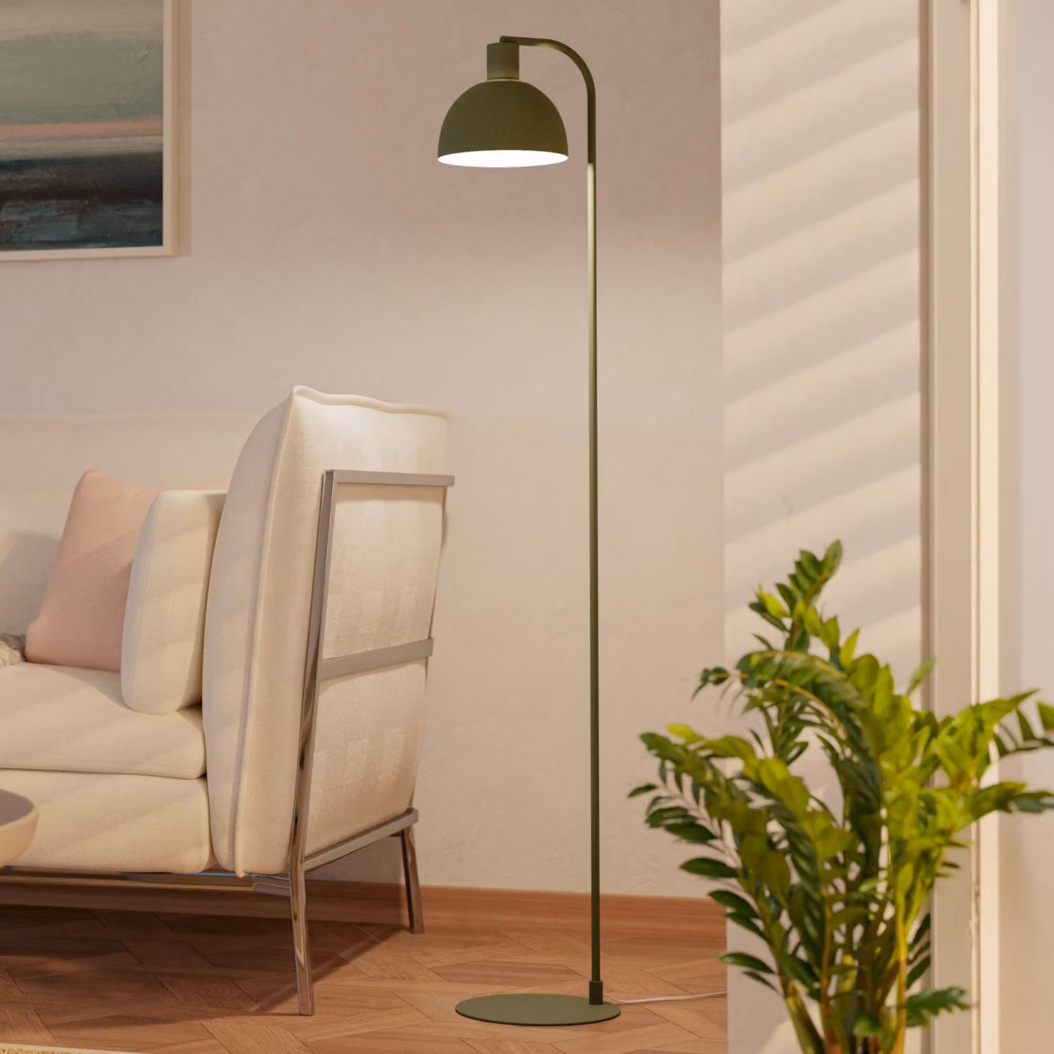 EGLO Lampada da terra Cazalilla, Verde, Soggiorno / Sala da pranzo, Metallo, Lampada da terra