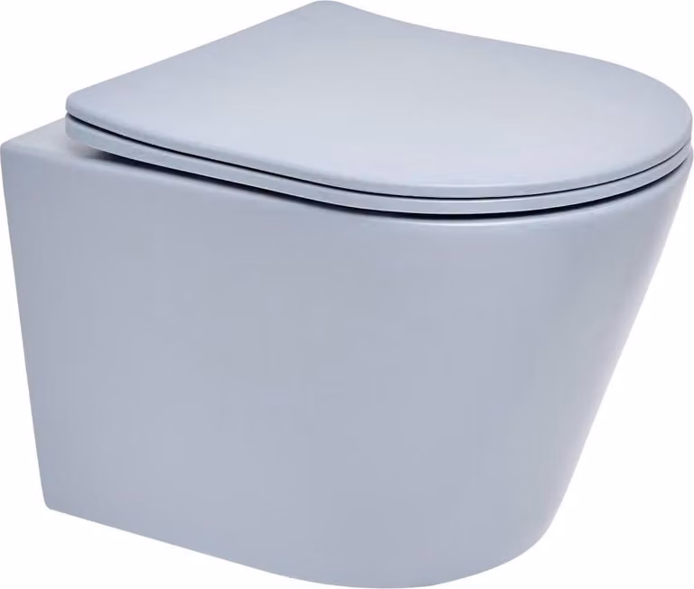 SAT Infinitio WC sospeso senza bordo con sedile soft-close, blu opaco