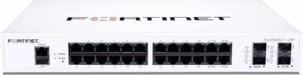 Switch Fortinet Fortiswitch-124F con 24 porte GbE, 4 porte SFP+ e 1 porta console RJ45