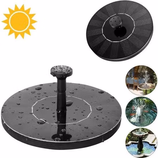 Fontana a energia solare, pompa solare da 1,4 W per laghetto, 4 getti | Pompa solare con getto fino a 70 cm di altezza | Pompa galleggiante a energia solare per fontane da giardino