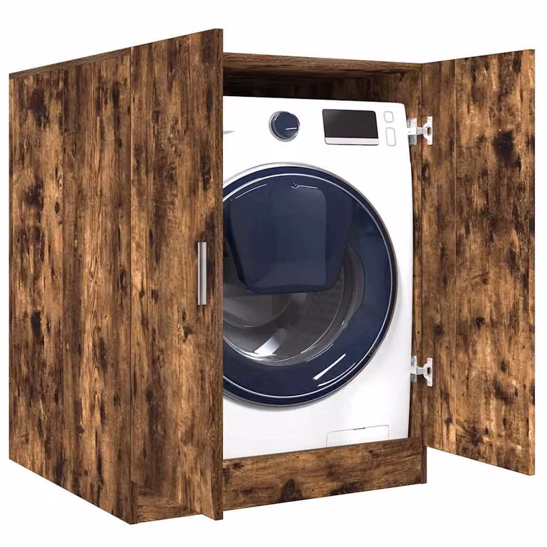 Mobile per lavatrice vidaXL in rovere fumo con ante a battente, L 71 cm, P 71,5 cm, H 91,5 cm