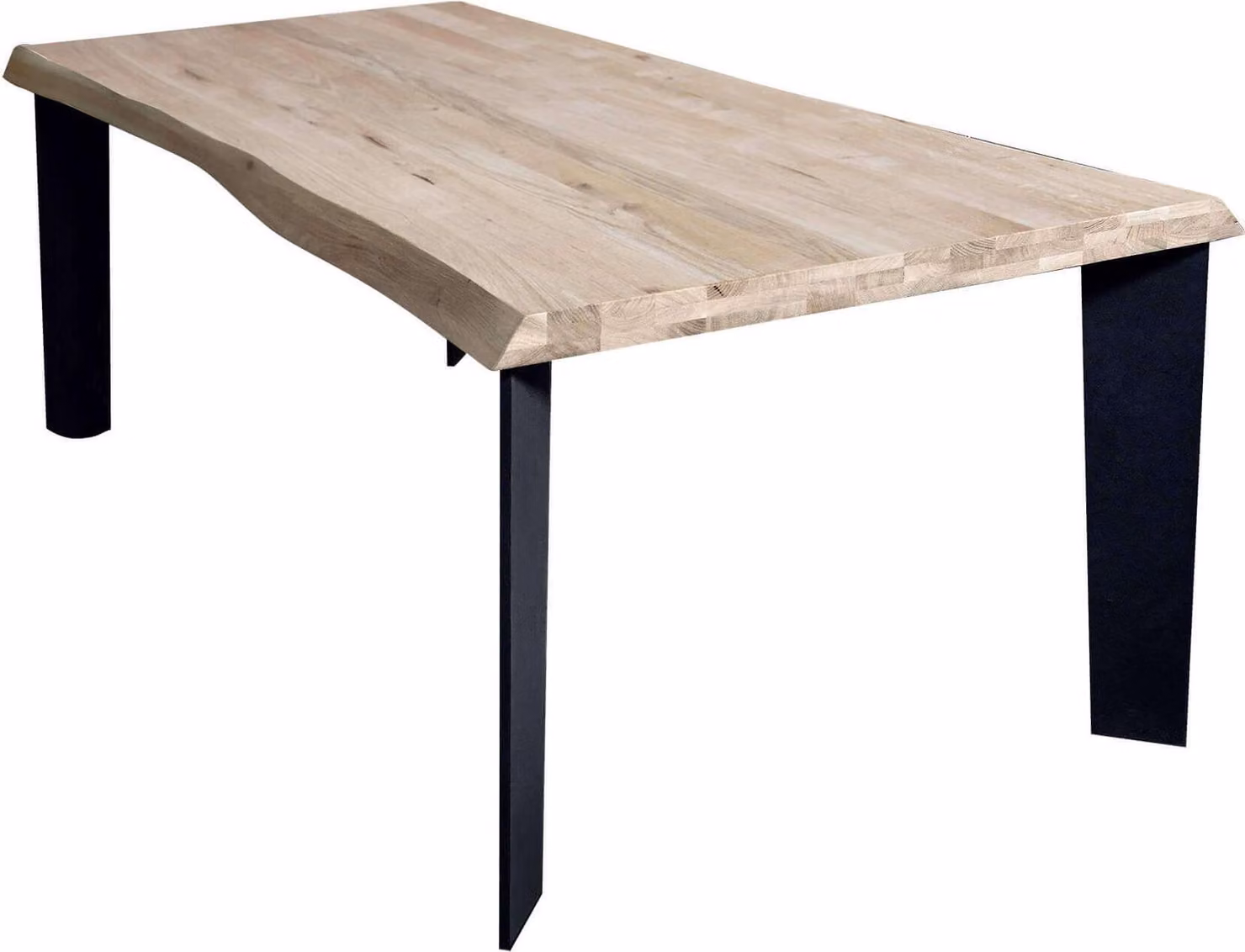 Milani Home - tavolo da pranzo fisso 180 x 90 cm, piano naturale, struttura nera, legno e acciaio