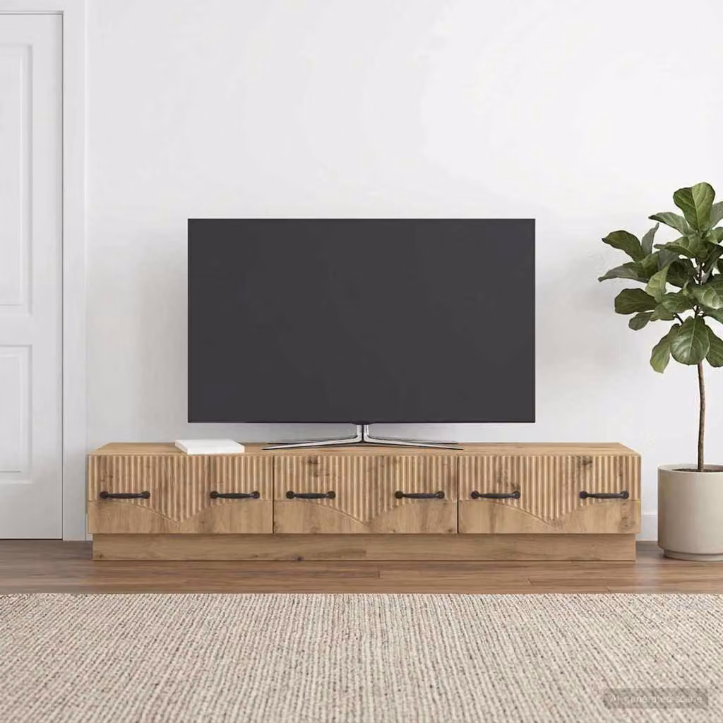 Mobile TV moderno vidaXL in legno marrone con passacavi L: 147 cm, P: 34,5 cm, H: 27 cm