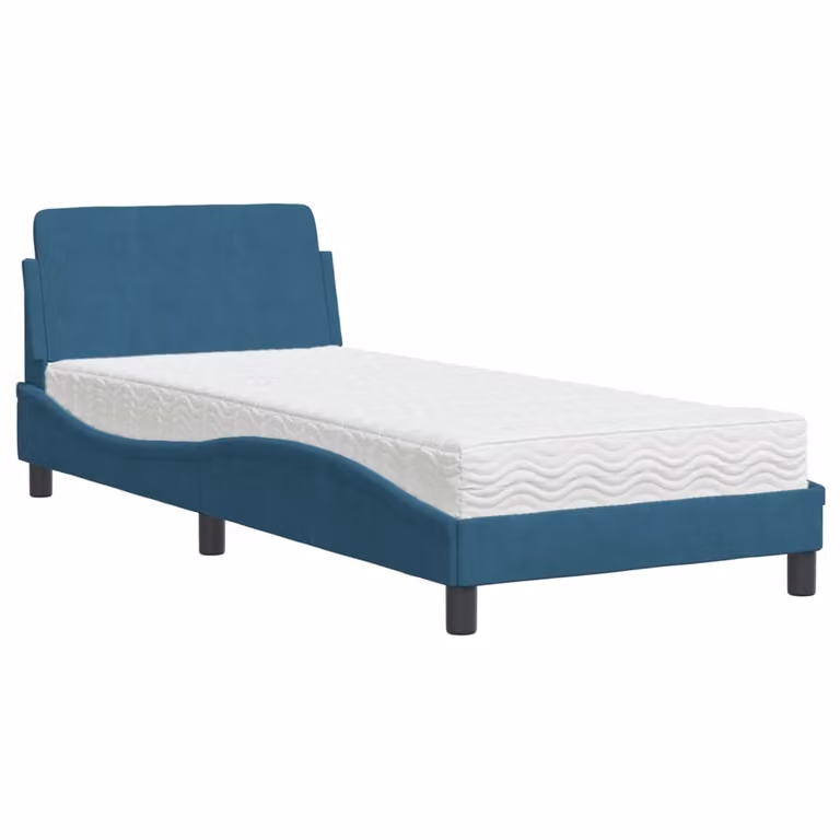 Letto con Materasso Dover Blu 90x200 cm in Velluto