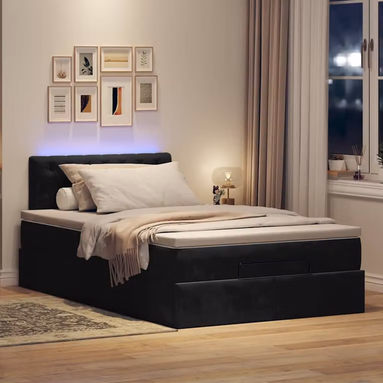 Maison Exclusive - Pouf Letto con Materasso e LED Nero 120x190cm in Velluto