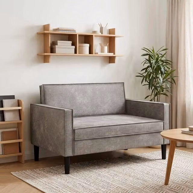Poltrona lounge XXL vidaXL in ecopelle grigia con braccioli e struttura moderna