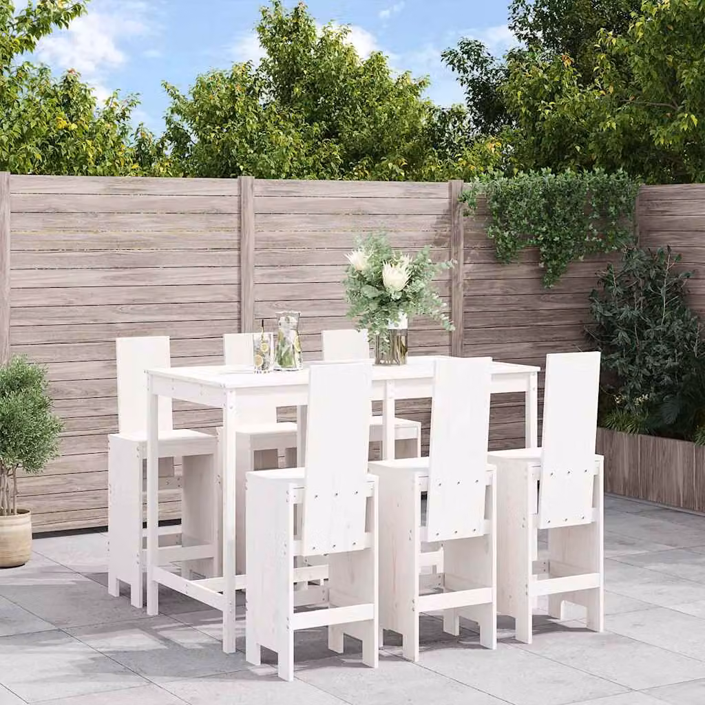 Set Bar da Giardino vidaXL in Legno di Pino Bianco 7 Pezzi