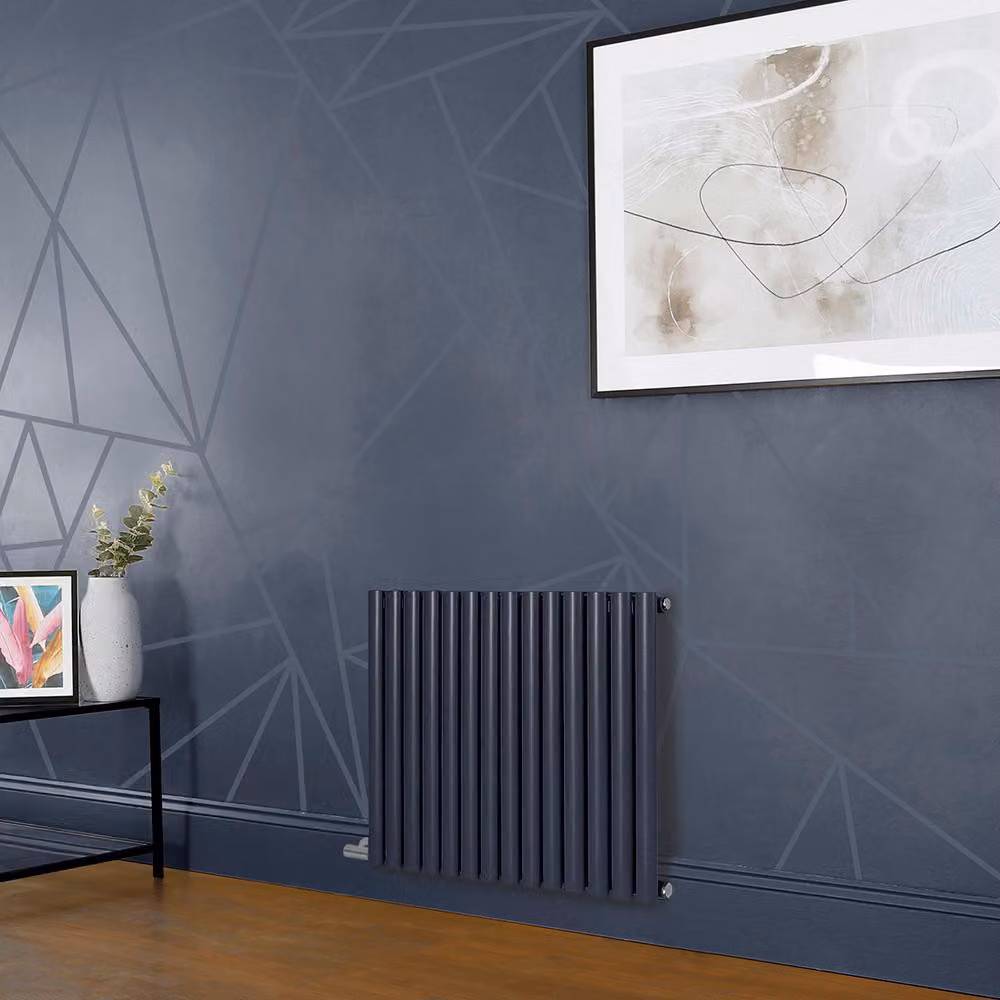 Radiatore Elettrico di Design Orizzontale Blu (Regal Blue) - Pannello Singolo - 635mm x 413mm - Senza Termostato - Revive
