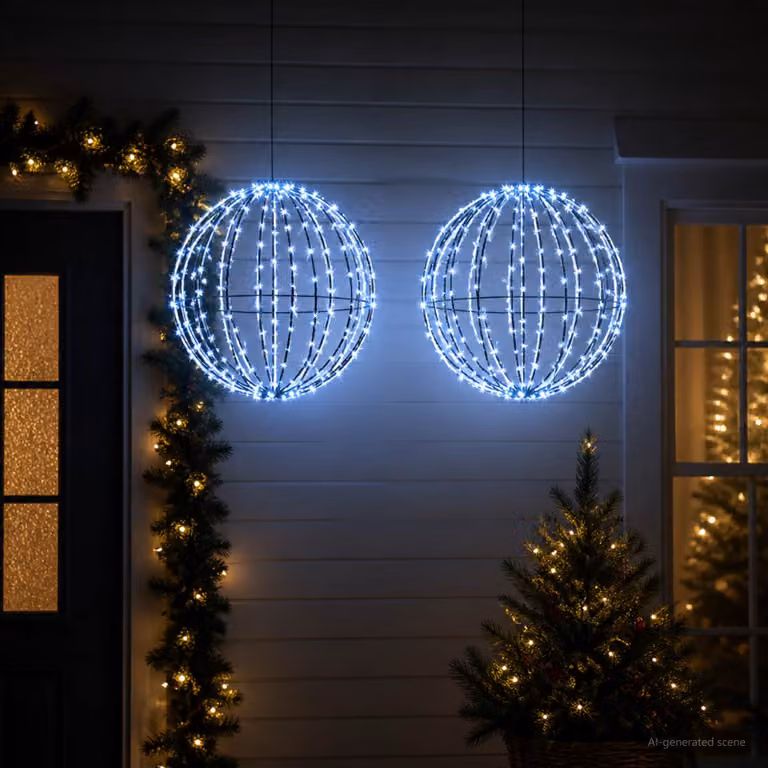 vidaXL Luce a punta di Natale 2 pz 320 LED Blu Diametro 50 x 52 cm
