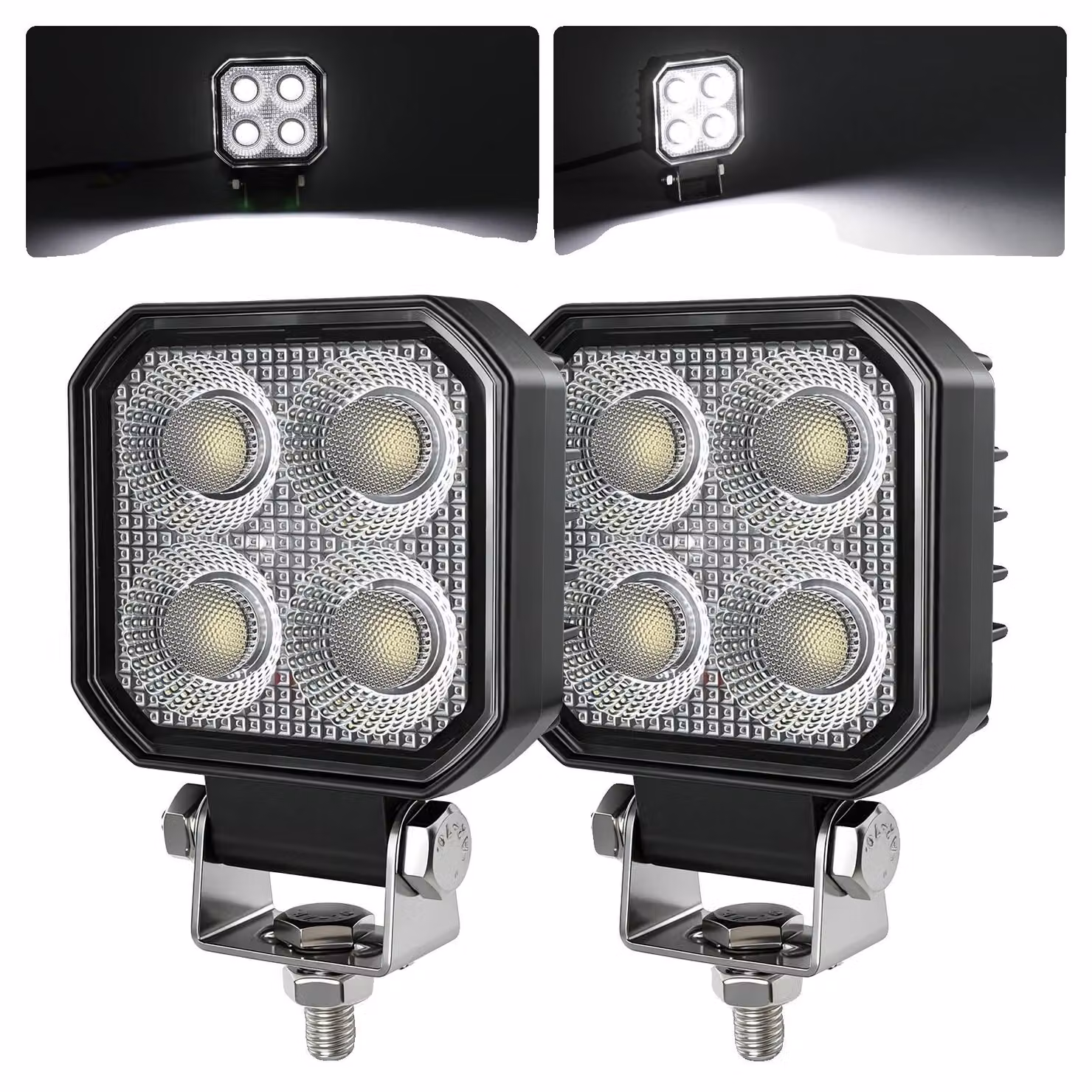 Lampada da lavoro, alta luminosità, design impermeabile, 2 pezzi con 4 LED ciascuno