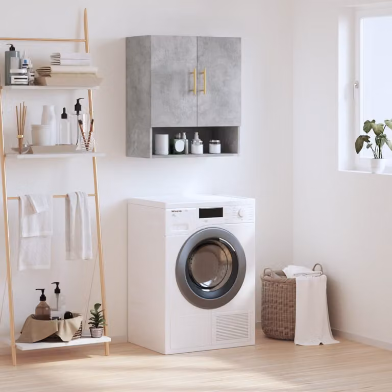 vidaXL Armadietto a Muro Moderno Grigio con Ante a Battente e Ripiani Interni in Legno MDF L: 60 cm, P: 31 cm, H: 70 cm