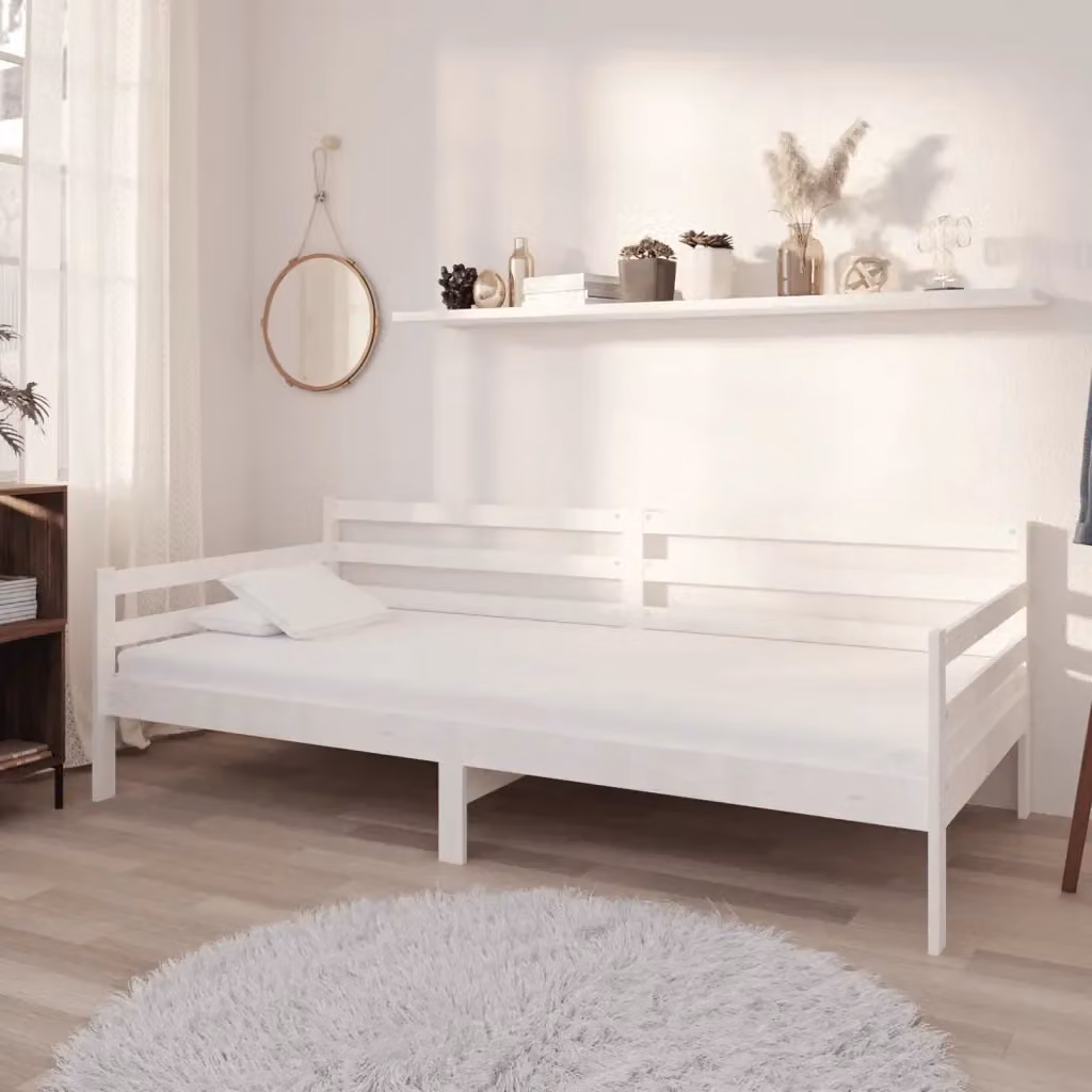 Divano letto singolo in legno di pino bianco con materasso in schiuma L/P/H: 204 x 98 x 70 cm – 2
