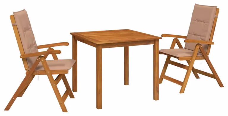 Set da giardino in legno massello di acacia, composto da tre elementi