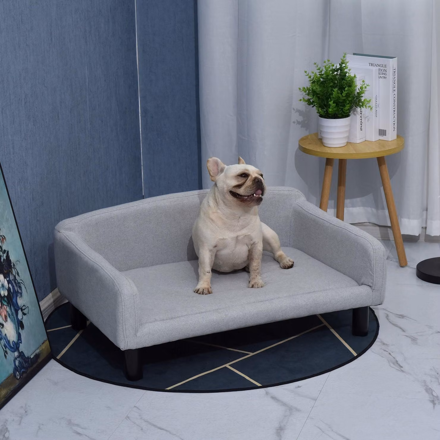 Divano per cani in velluto, adatto a cani di piccola taglia e gatti | Colore: Grigio | Dimensioni: 32,28 x 21,25 x 14,17 cm