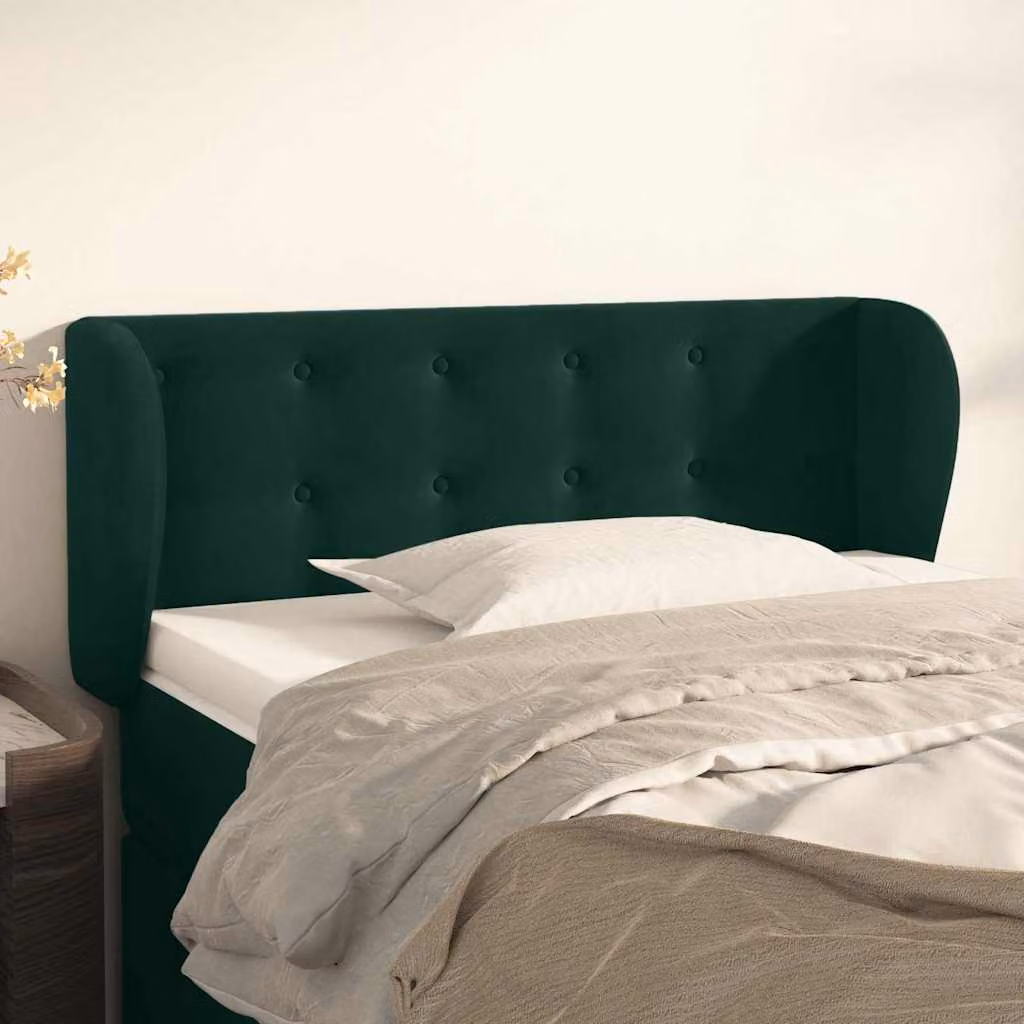 Testiera ad orecchio vidaXL in velluto verde scuro L: 93 cm, P: 23 cm, H: 78-88 cm