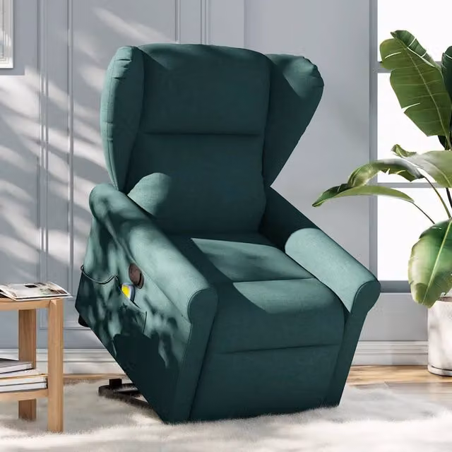Poltrona Alzapersona con Assistenza Elettrica vidaXL Verde con Braccioli e Imbottitura in Schiuma – 1