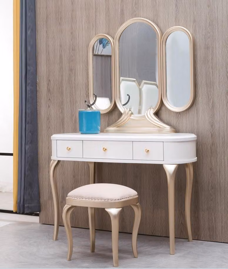 Schminktisch mit Spiegel Luxus Konsole Kommode Schlafzimmer Hocker Komplett Set