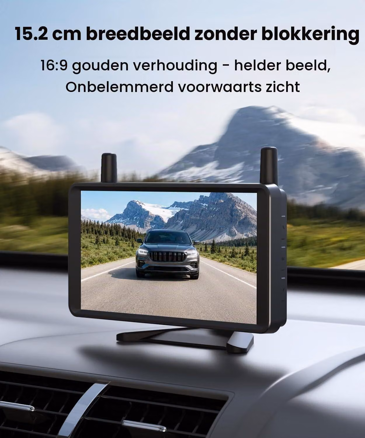 Telecamera per retromarcia wireless, monitor da 6 pollici, risoluzione 1080P, visione notturna a colori, doppia antenna